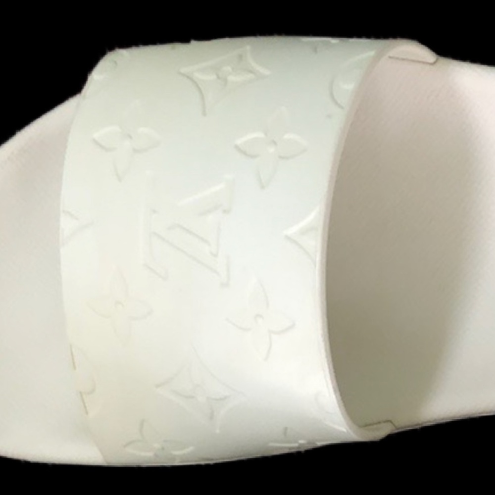 Louis Vuitton Mens White Open Toe Beach Slip-on Slide Sandals Size 7 W/ Coa - Picture 7 of 16